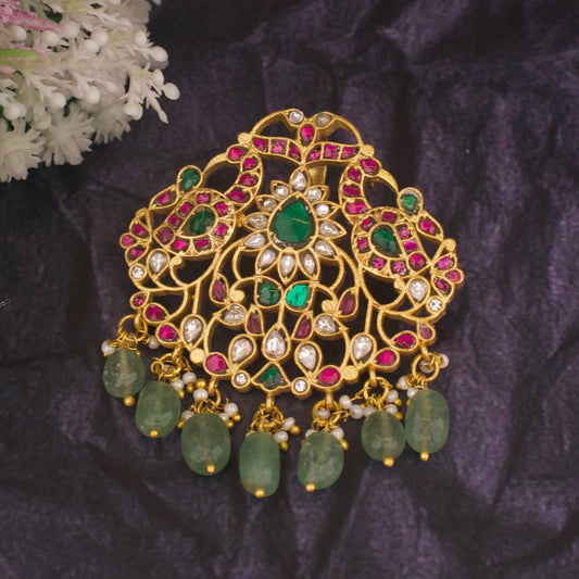 Designer Jadau Kundan Pendant Suitable For Pearl & Beads - DULHAN JEWELS