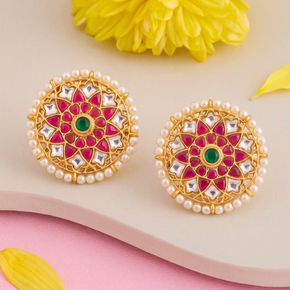 Radiant Jadau Kundan X Moissanite Studs Earrings