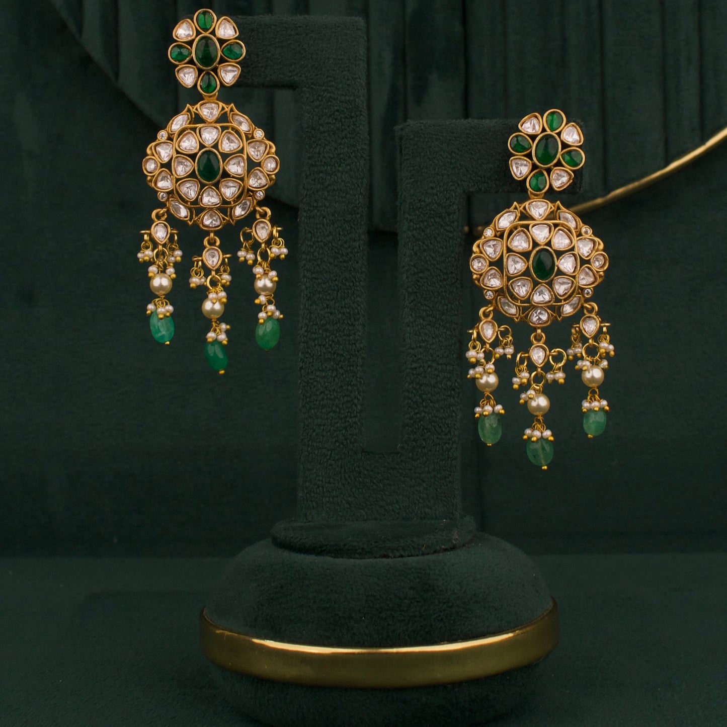 Fusion Mehandi Victorian Emerald Polki Necklace Set