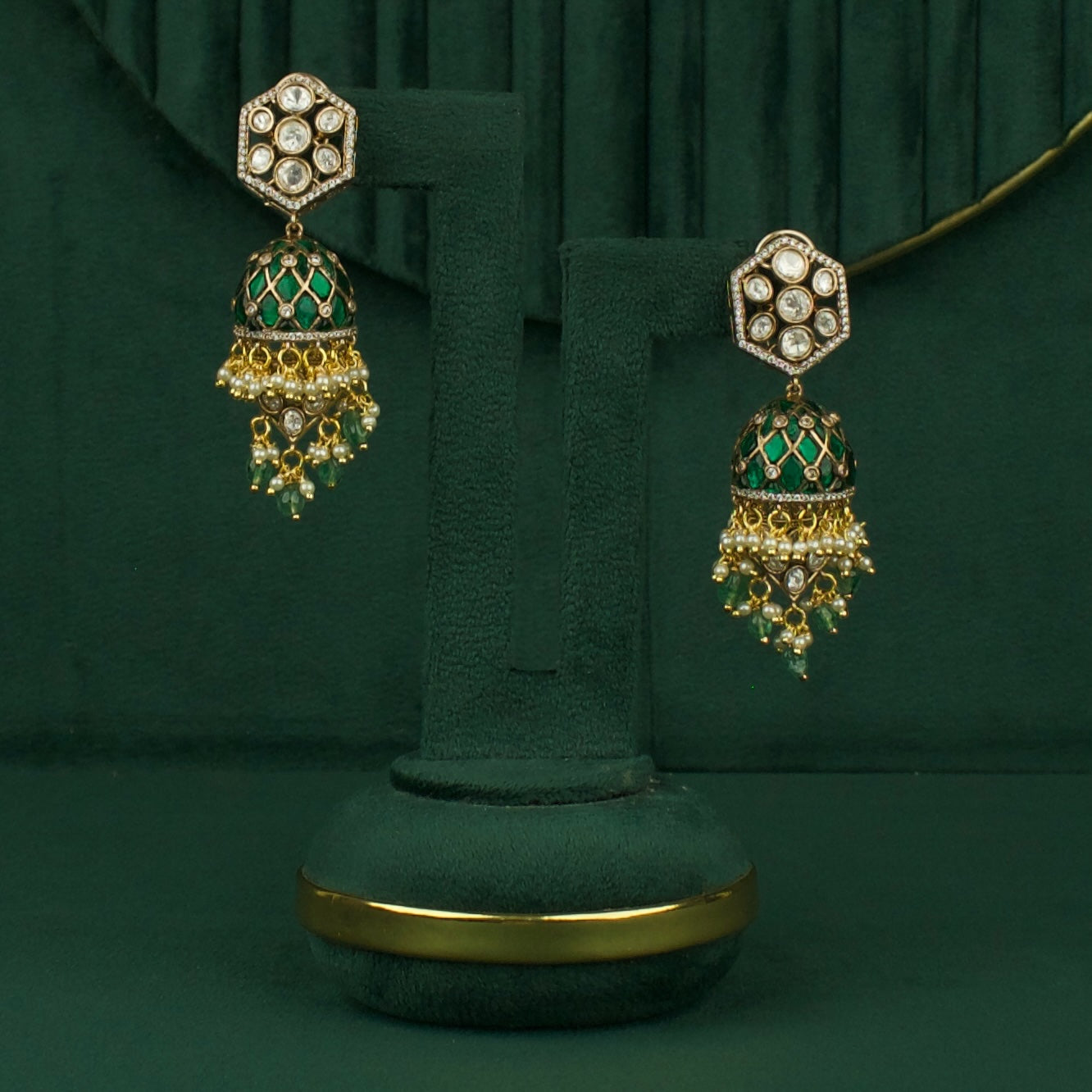 Trending Polki Studded Kundan Jhumki Earrings