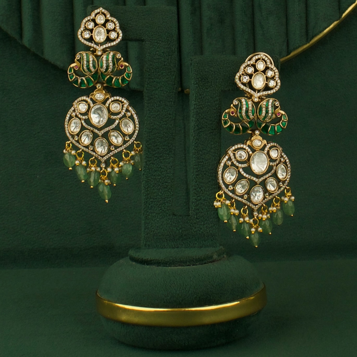 Opulent Design Fusion Kundan & Polki Victorian Hanging Earrings