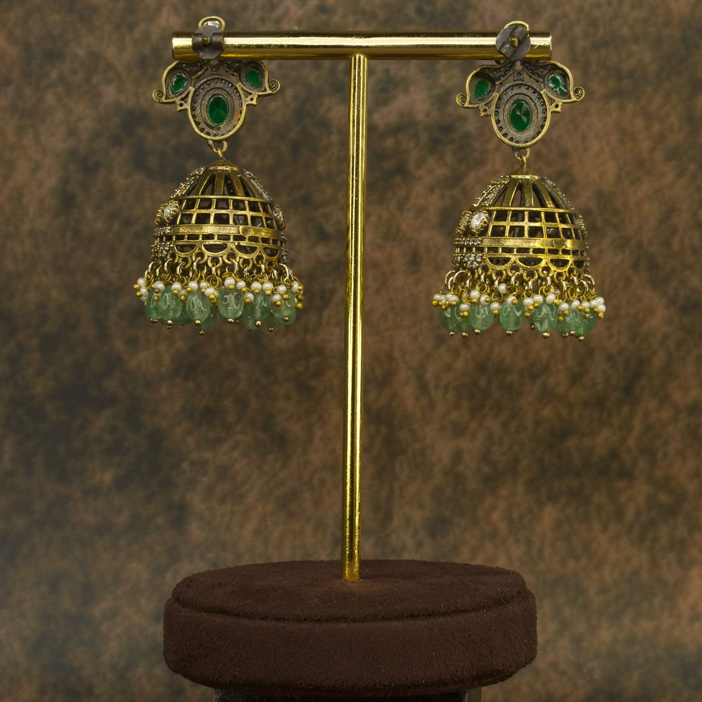 Victorian Elegance Peacock Jhumka Earrings with high quality victorian finish