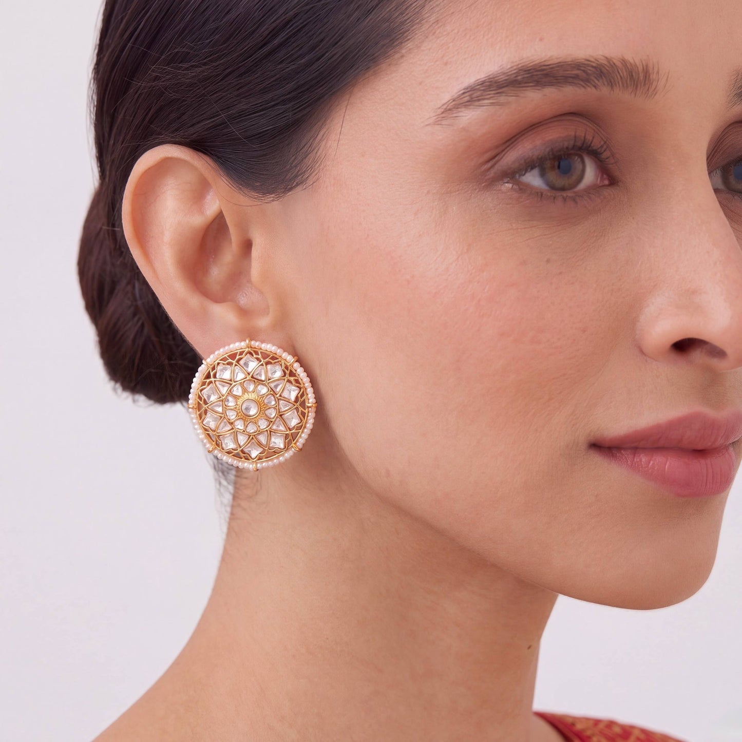 Floral Design Jadau Kundan Stud Earrings