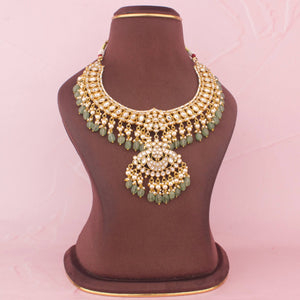 Exclusive Jadau Kundan Necklace With Emerald Drops