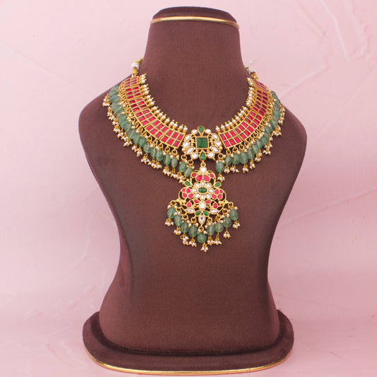 Unique Gold Style Jadau Kundan Short Necklace