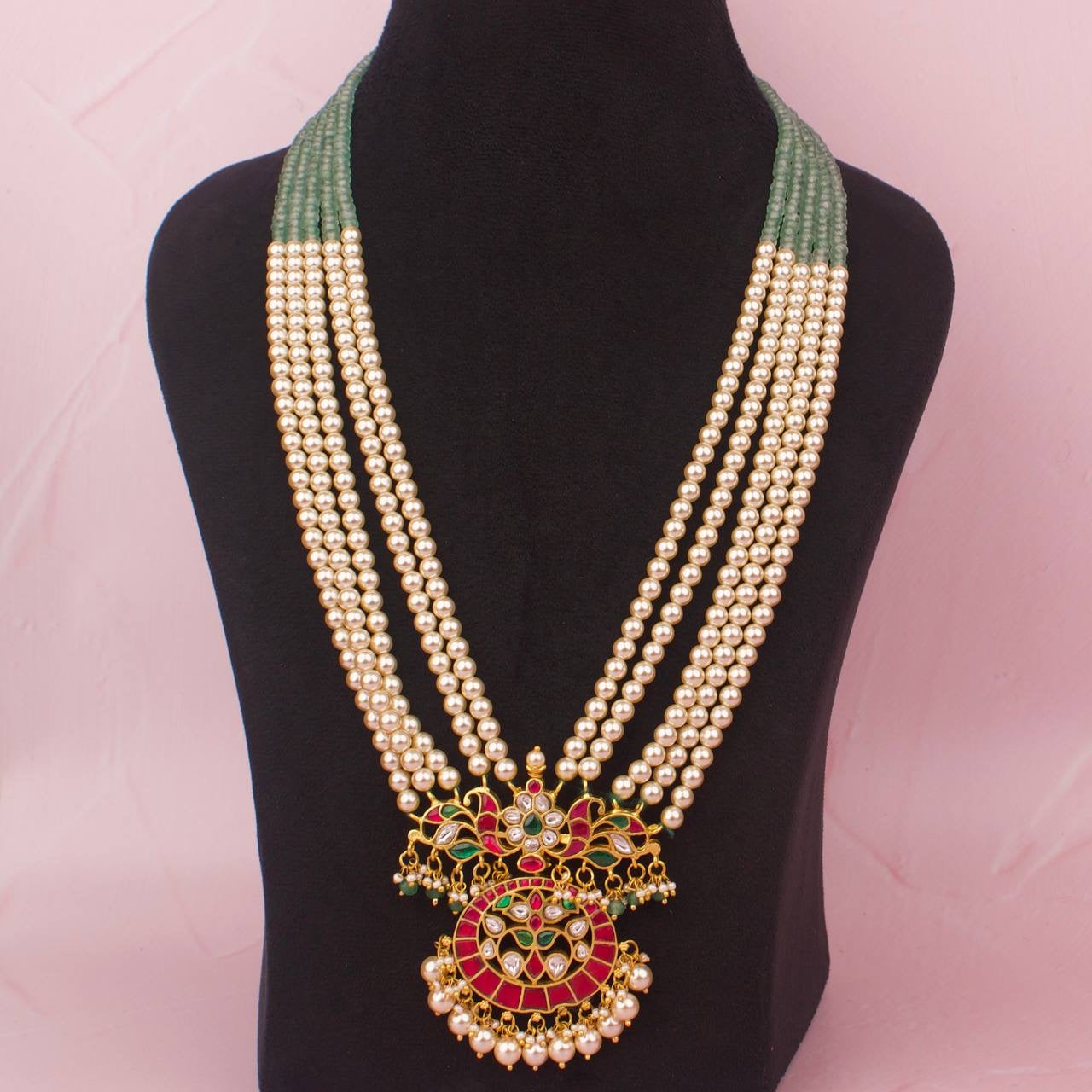 Unique Jadau Kundan Pearl & Beads Mala
