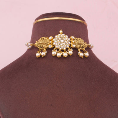 Antique Jadau Kundan Choker With Pearl Drops