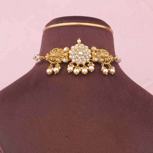 Antique Jadau Kundan Choker With Pearl Drops