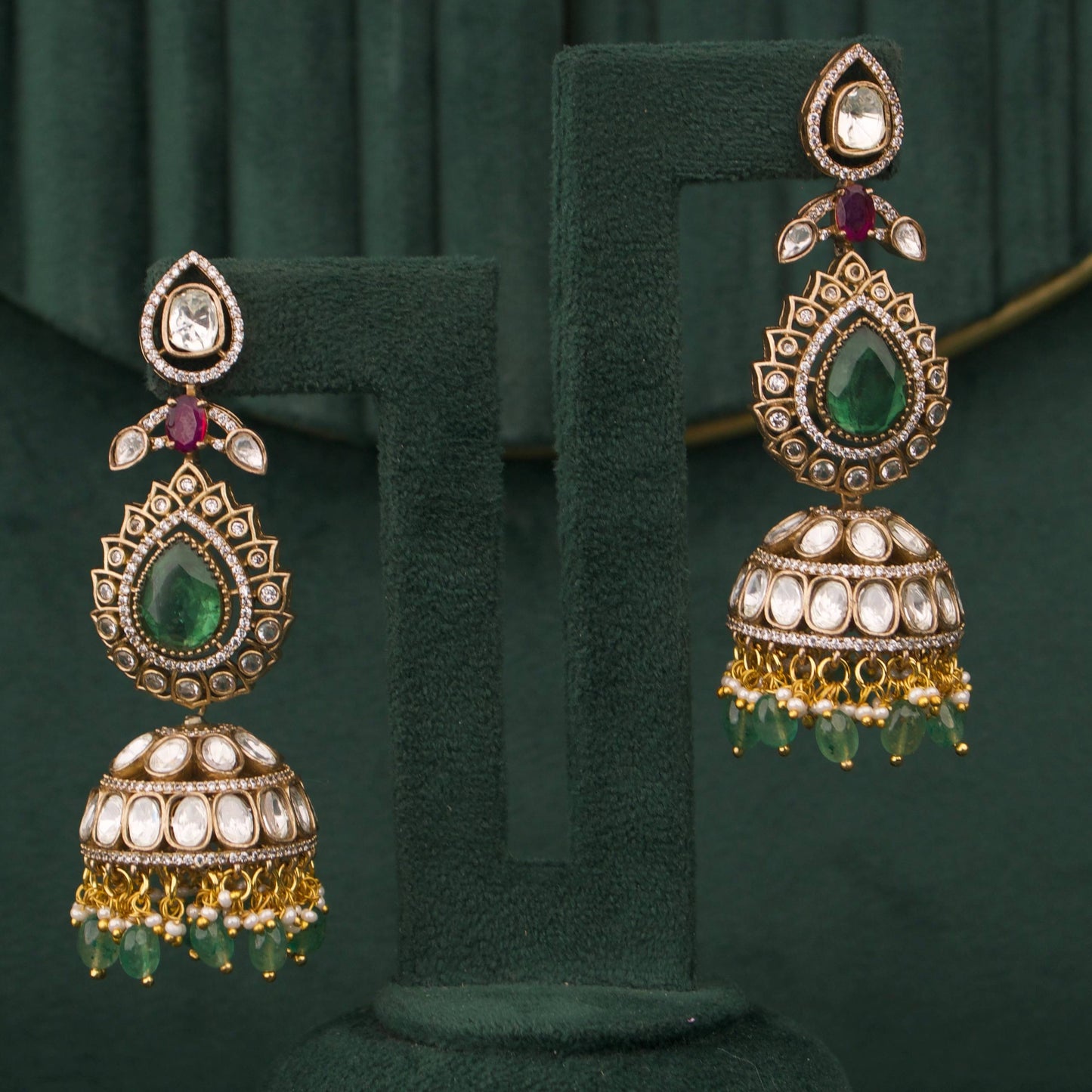 Bridal Victorian Polki Choker Set With Matching Earrings & Maangtika