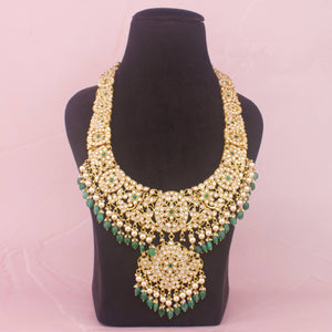 Grand Jadau Kundan Long Necklace Set With Pendant