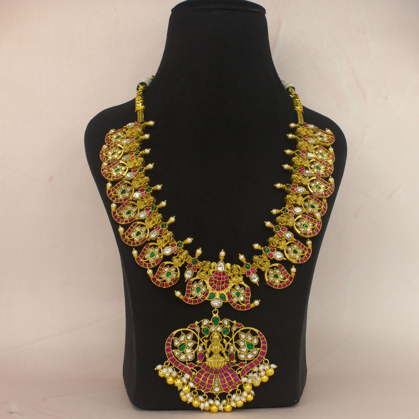 Bridal Nakshi Jadau kundan mango necklace with 22k gold plating