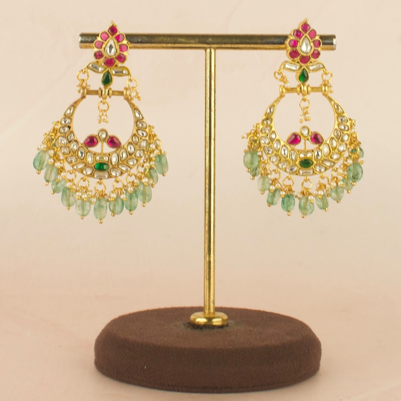 Spectacular Design Jadau Kundan Chand Bali Earrings Online