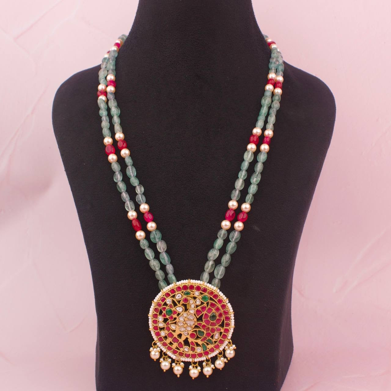 Unique Jadau Kundan Beads & Pearl Mala