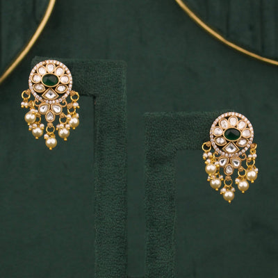 Classic Victorian Stud Earrings With Pearl Drops