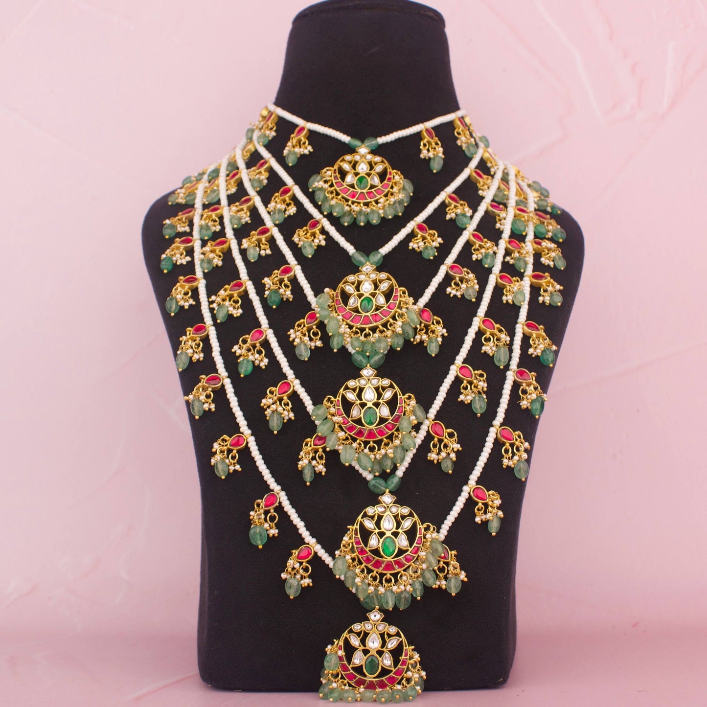 Grand Jadau Kundan Layered Haram / 5 Lada