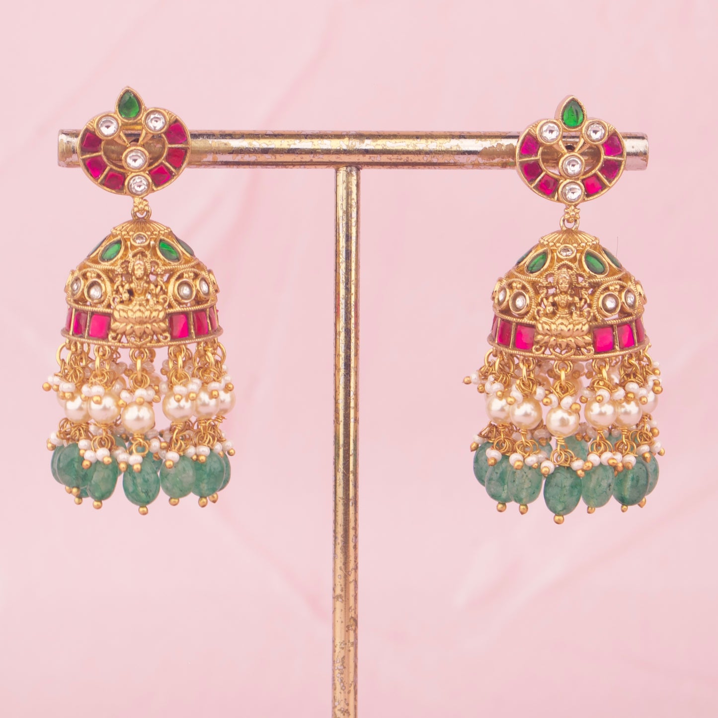 Traditional South Indian Temple Necklace Set With Earrings