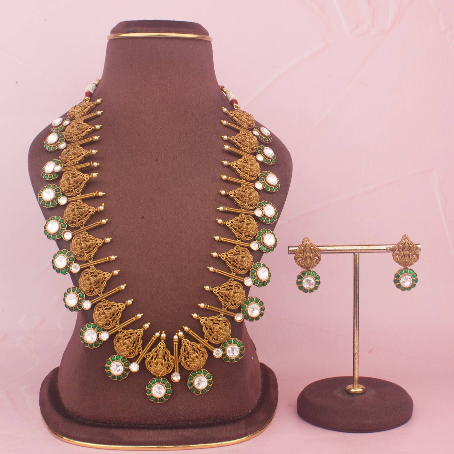 View 8 of Traditional Bottu Mala Necklace In Kundan & Polki - Authentic Bridal Collection | Dulhan Jewels