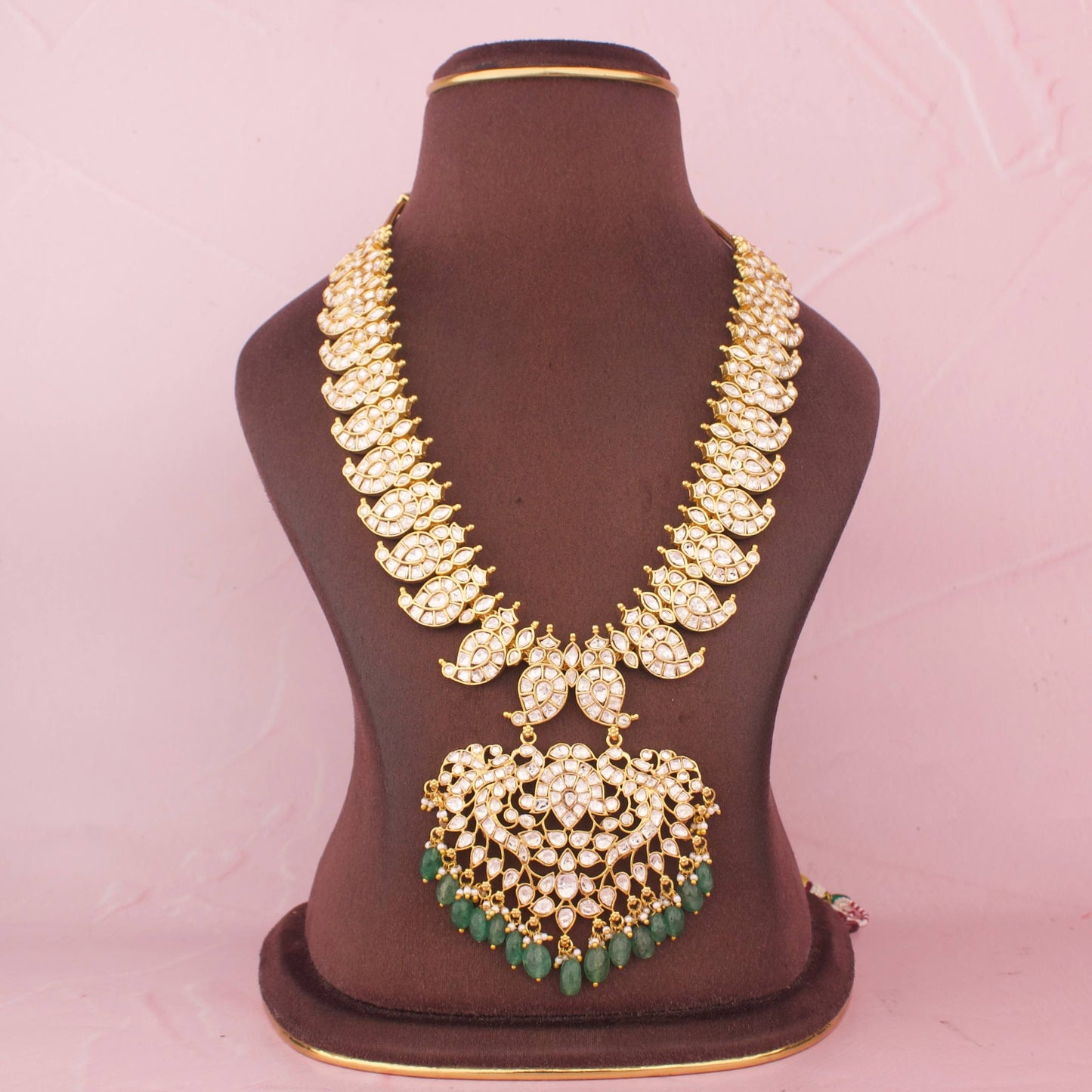 Moissanite Polki Long Mango Necklace