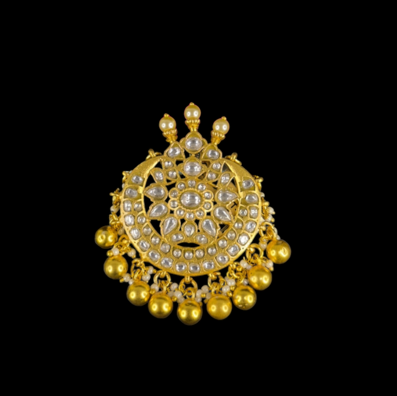 Elegant Circular Gold Jadau Kundan Pendant