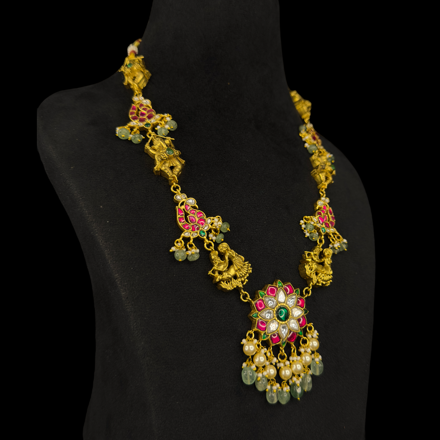Nakshi Jadau Kundan Necklace with Peacock and Floral Motifs with 22k gold plating This Product Belongs to Jadau Kundan Jewellery Category