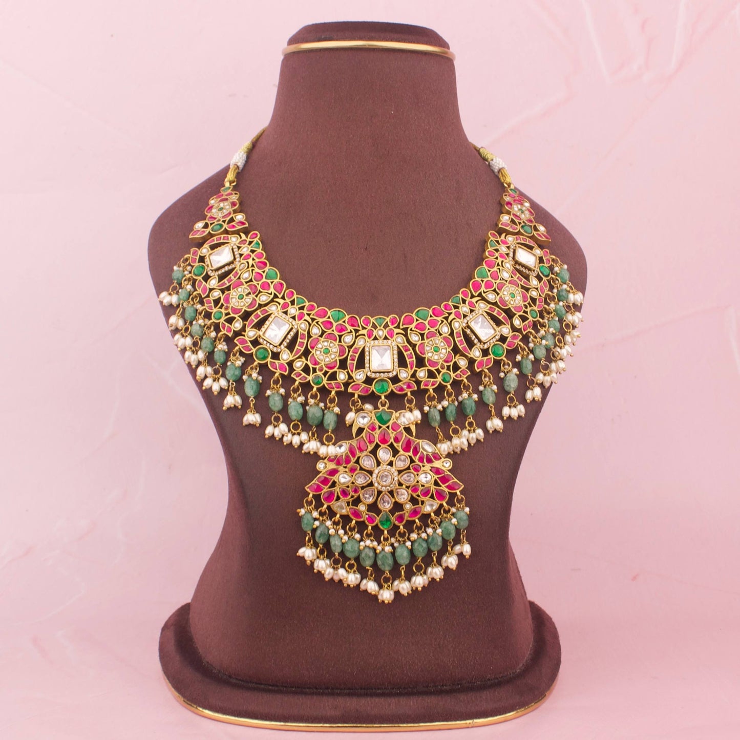 Trending Fusion Kundan x Polki Necklace With Guttapusalu Hangings - Premium Indian Ethnic Jewelry | Dulhan Jewels