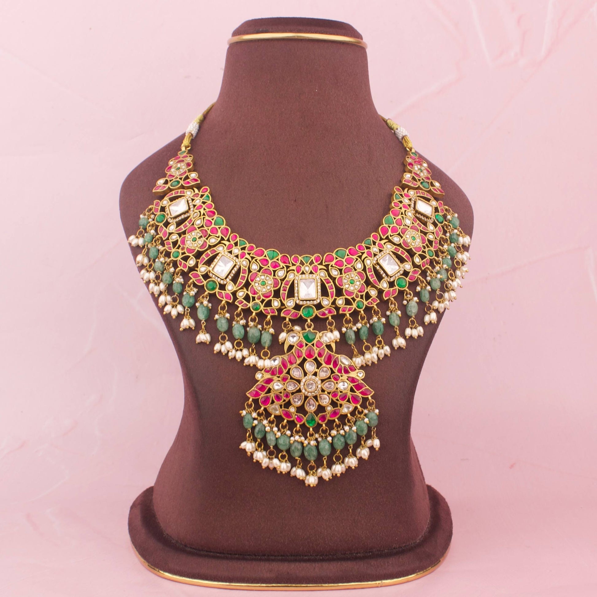 Trending Fusion Kundan x Polki Necklace With Guttapusalu Hangings - Premium Indian Ethnic Jewelry | Dulhan Jewels