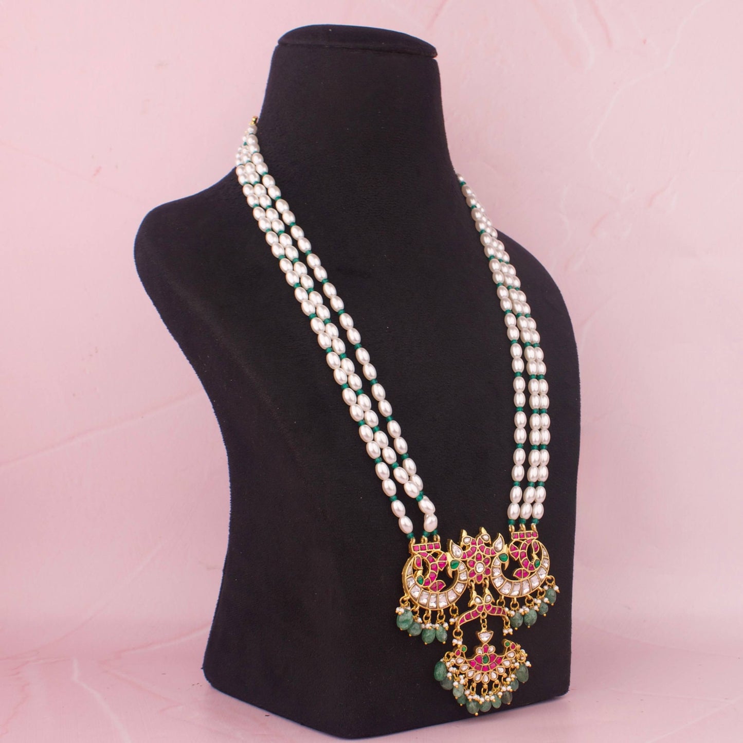 Refined Peacock Design Jadau Kundan Beads Necklace