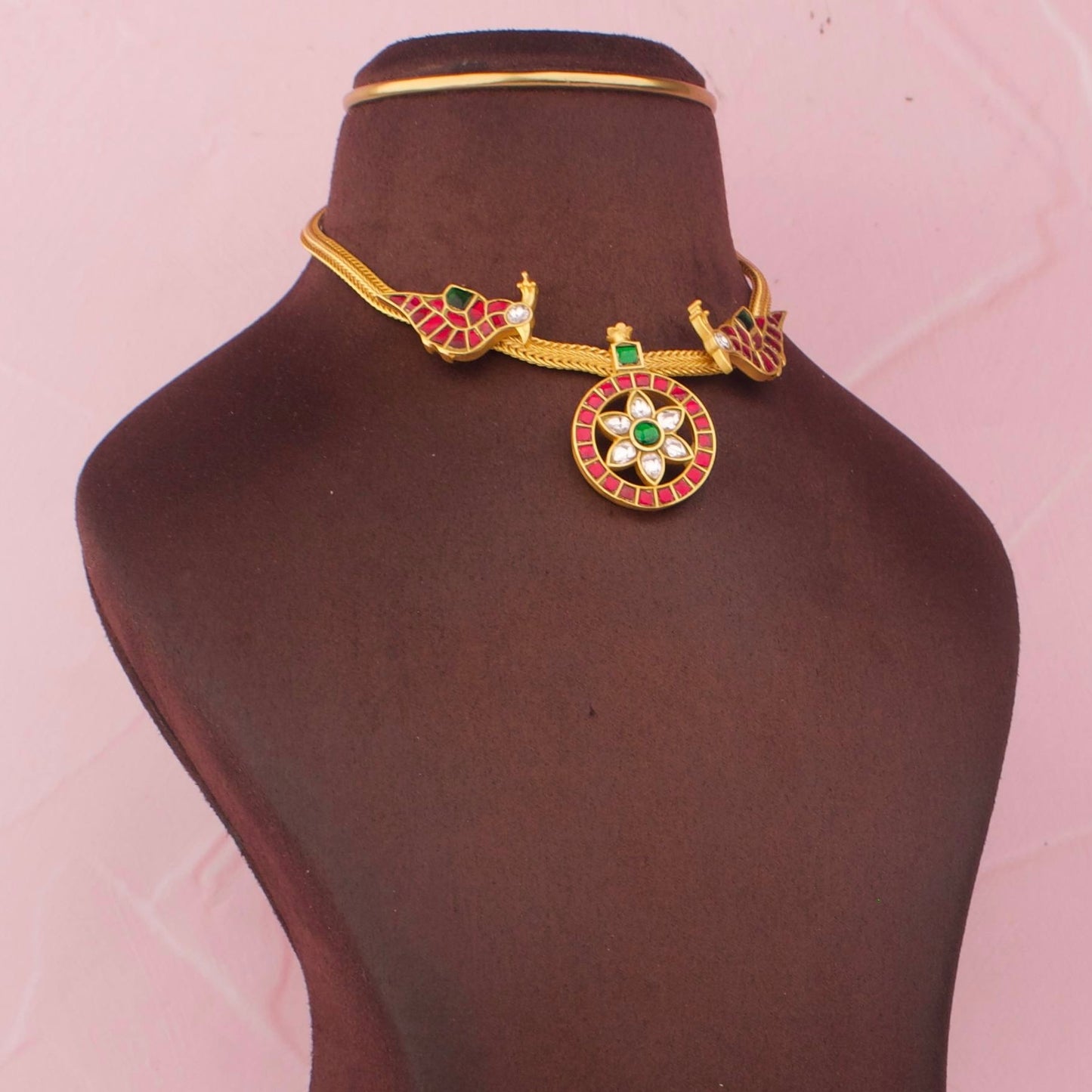 Designer Peacock Design Jadau Kundan Nantad Chain Necklace