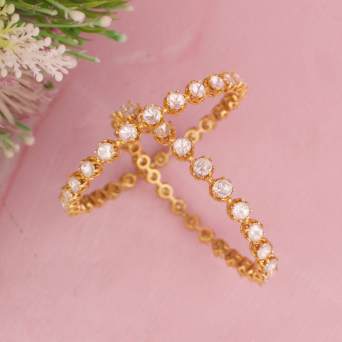 Elegant Moissanite Polki Bangles Craftsmanship & Detail View - Dulhan Jewels