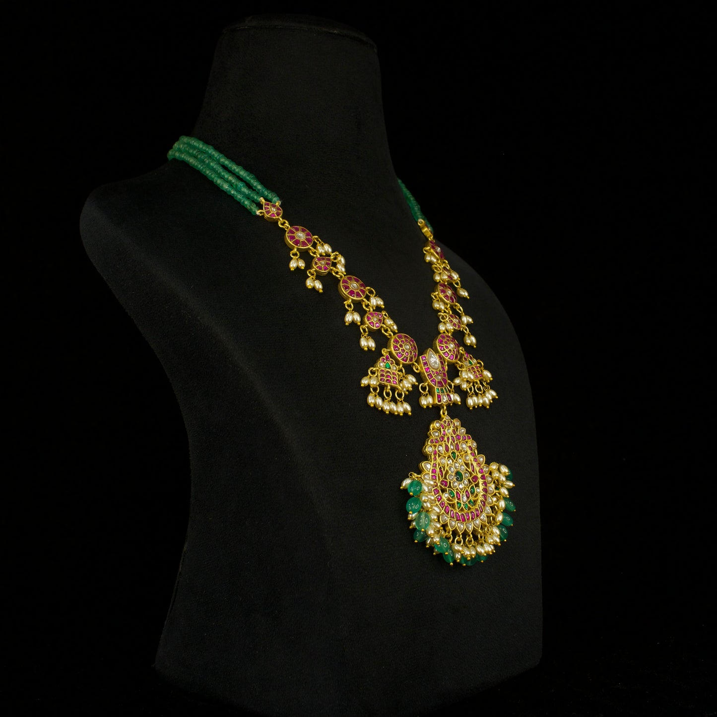 Grand Necklace Style Jadau Kundan Beads Mala