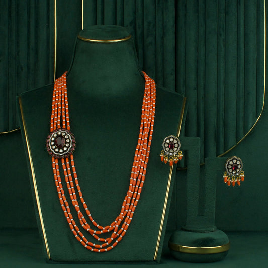 Royal Victorian Side Locket Coral Necklace Set