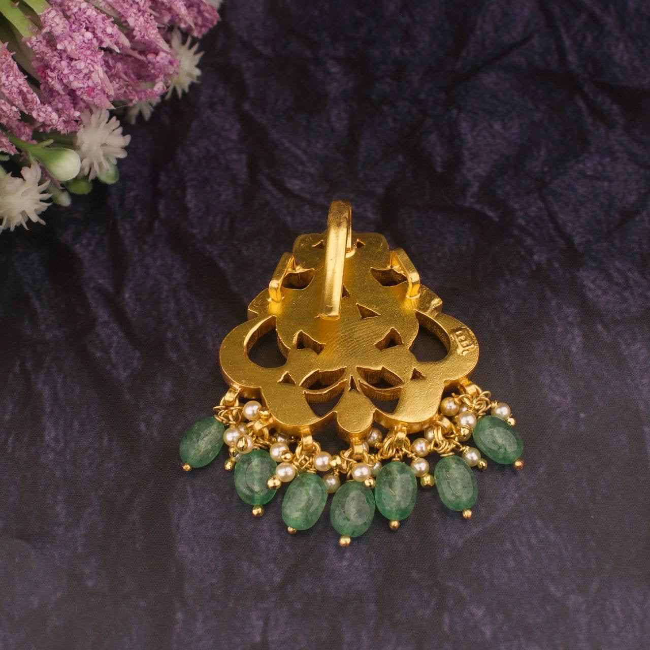 925 Silver Gold Plated Jadau Kundan Locket