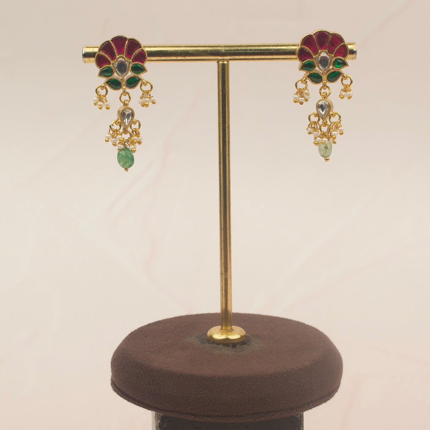 Multi Colour Flower Studded Jadau Kundan Studs