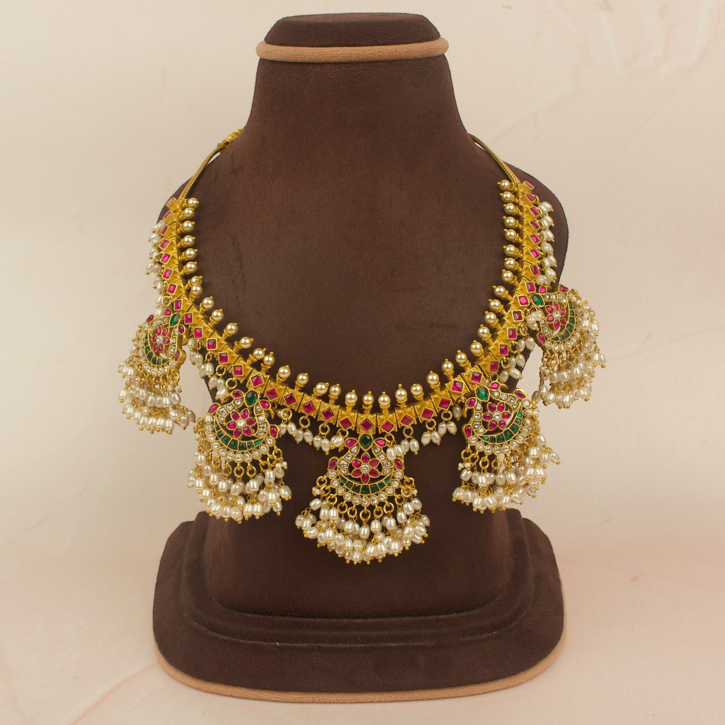 Traditional South Indian Design Kundan Guttapusalu Necklace