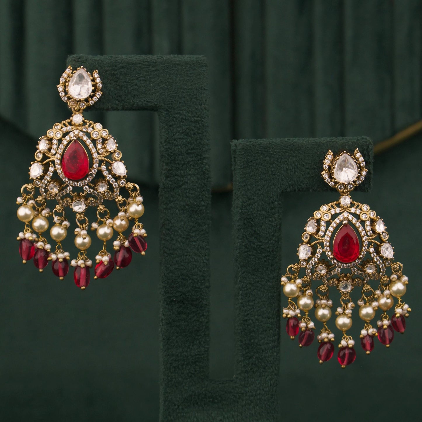 Grand Royal Victorian Polki Bridal Necklace With Matching Earrings