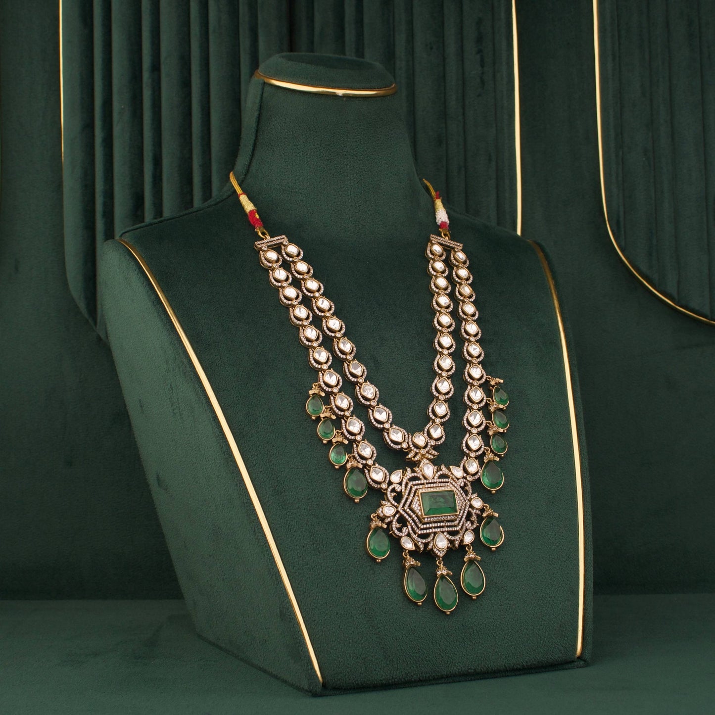 Royal Heritage Polki Jadau Kundan Layered Necklace Set With Matching Earrings
