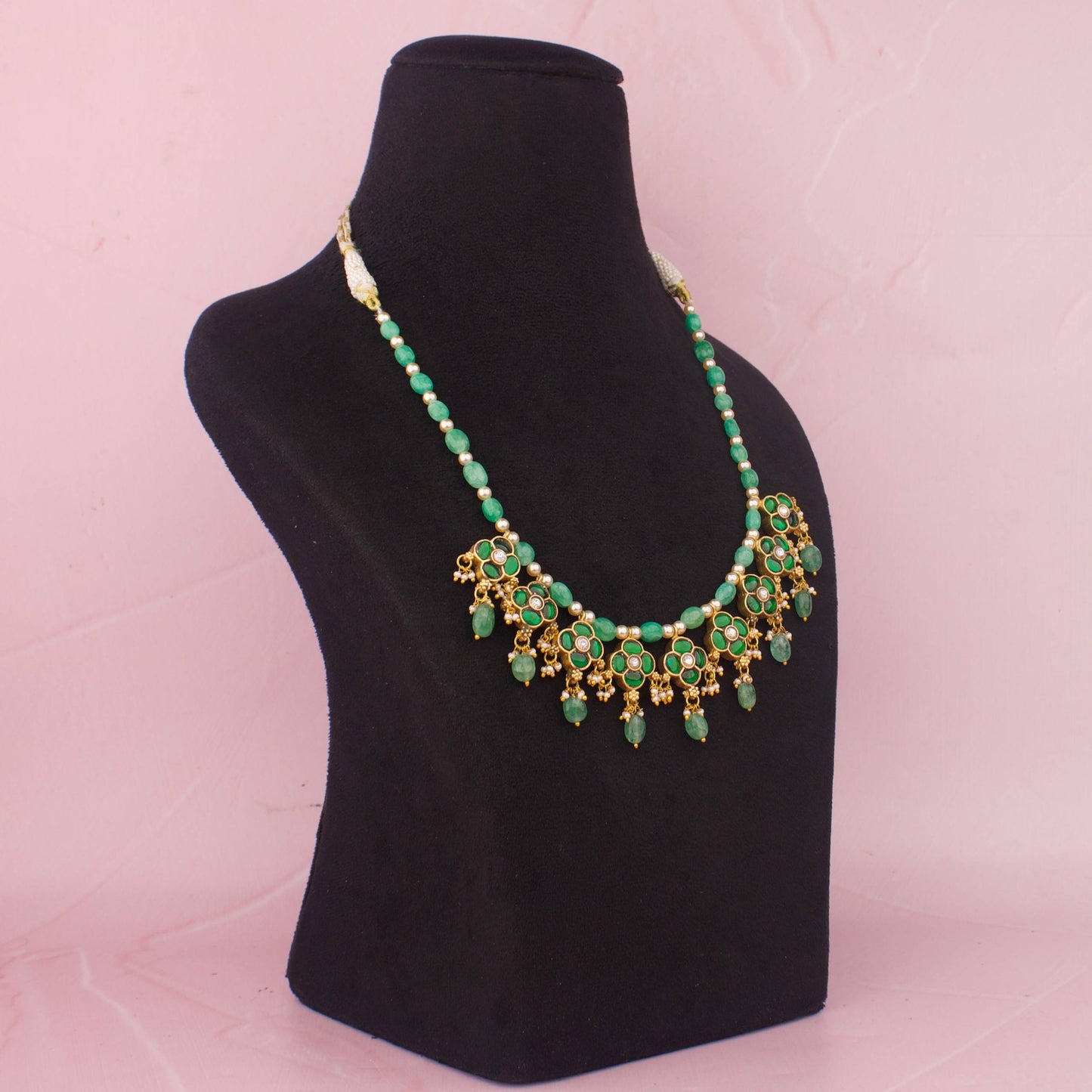 Reversible Jadau Kundan 2 In 1 Beads Necklace