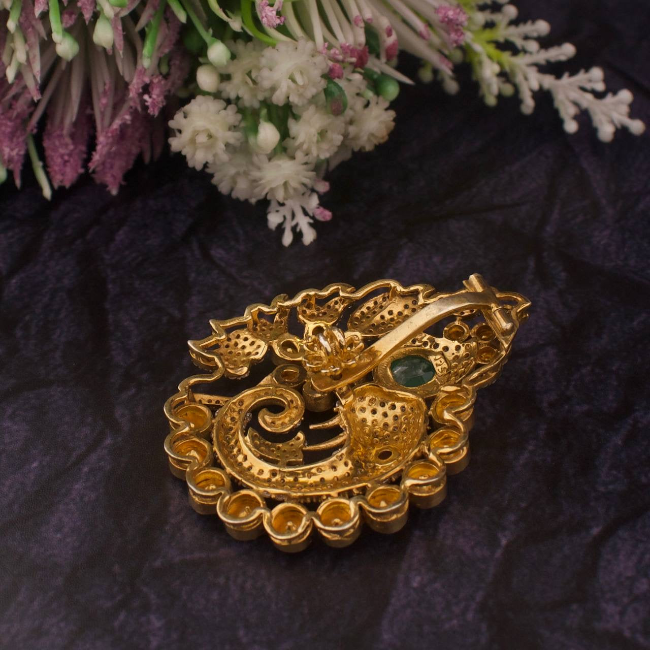 Pure 925 Silver Polki Pendant With Detachable Screw Option