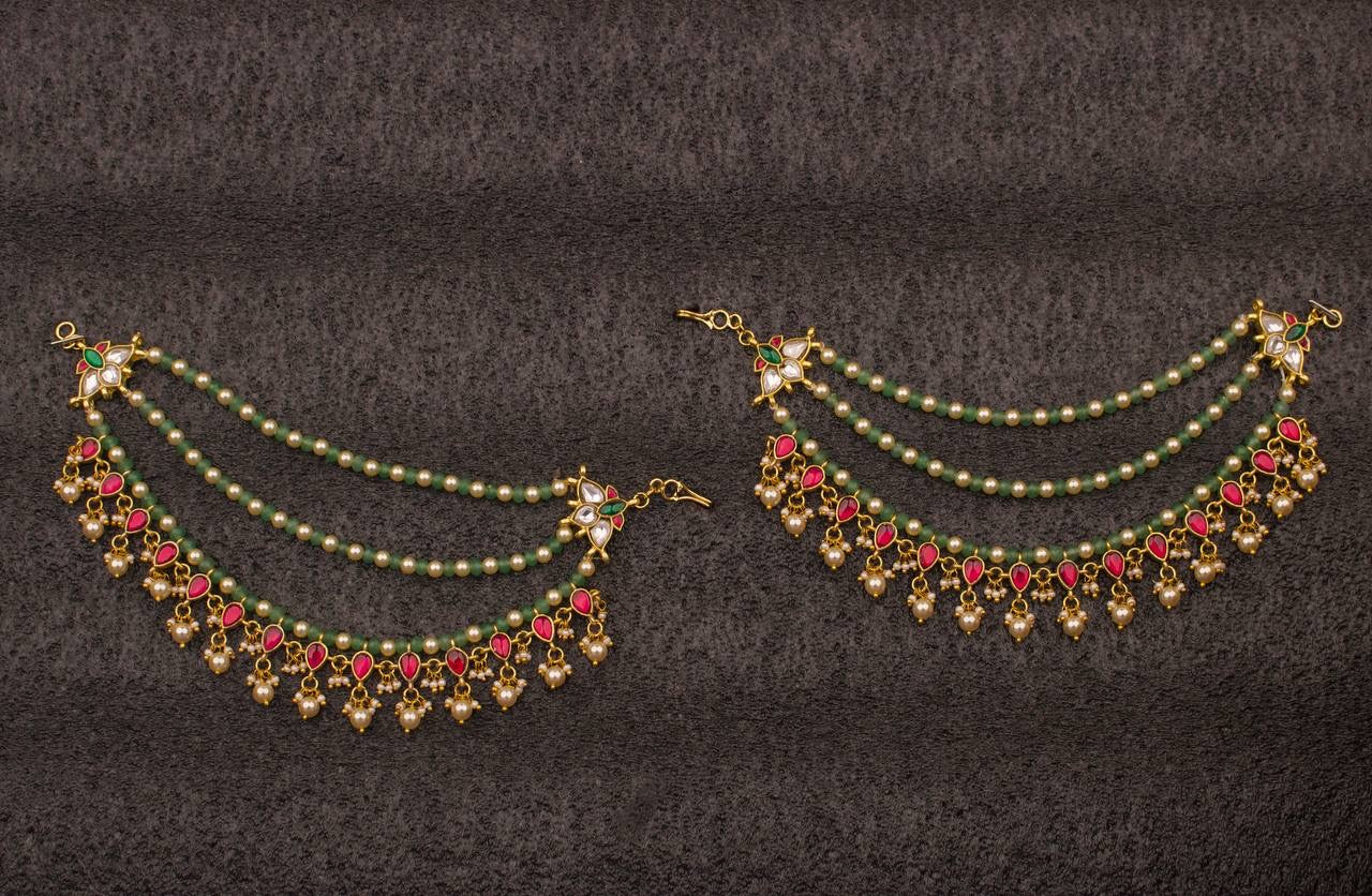 Bridal Jadau Kundan Champasaralu Hair Accessory