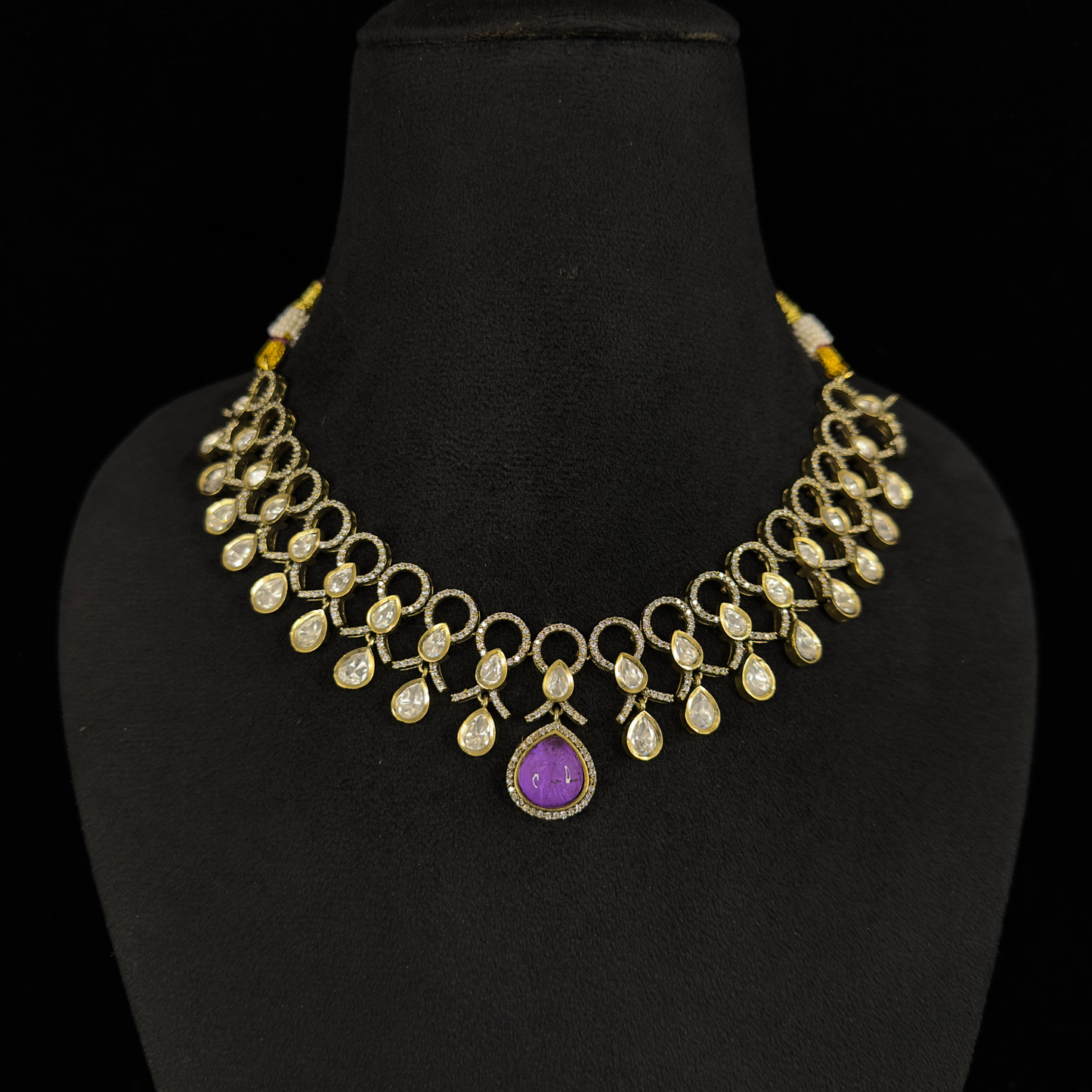 Voguish Victorian Polki Necklace with earrings
