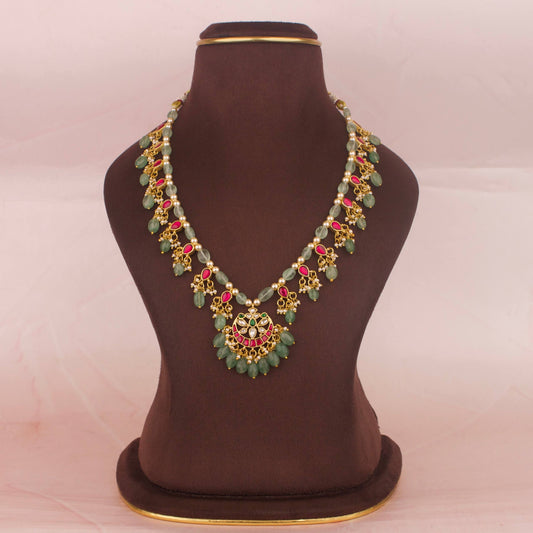 Sleek Jadau Kundan Beads Necklace – Party Wear Bestseller