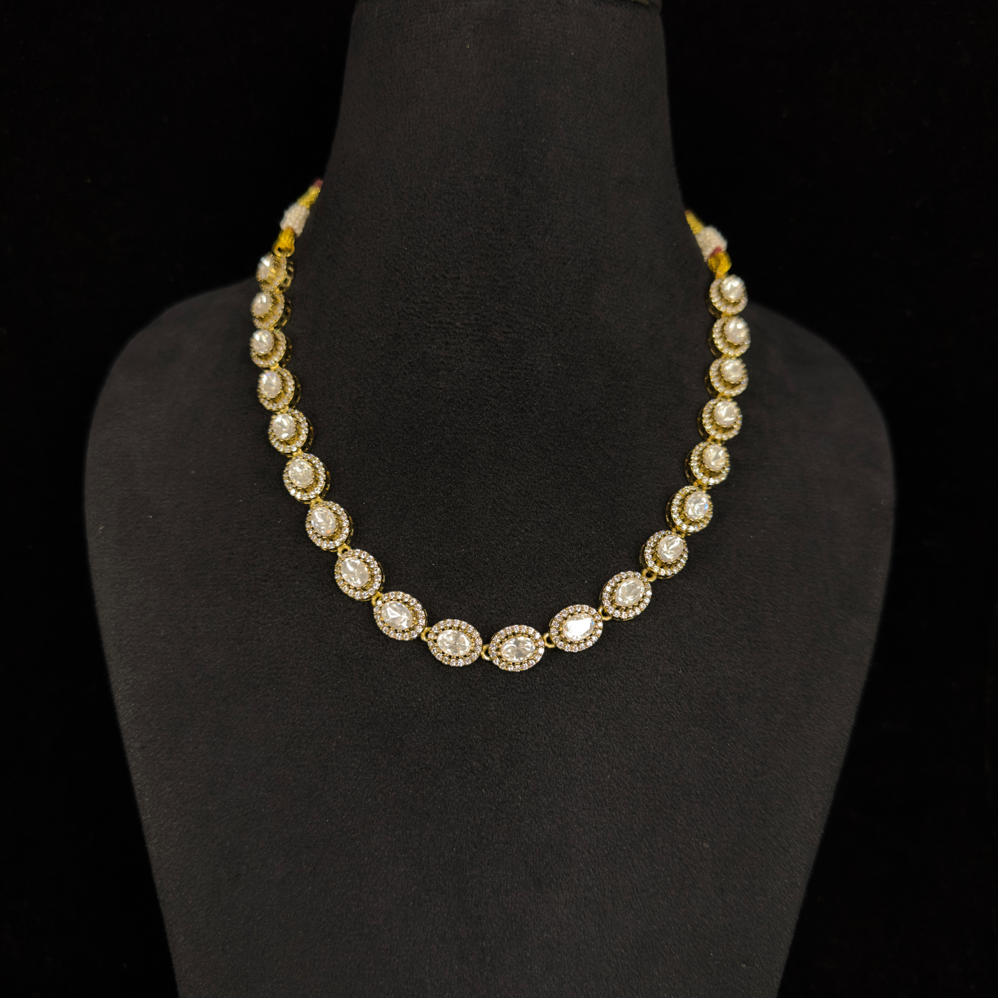 One Line Victorian polki Necklace with Jhumkas