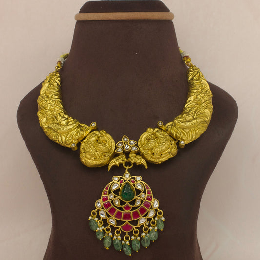 Vintage jadau kundan Kanti necklace with 22k gold plating