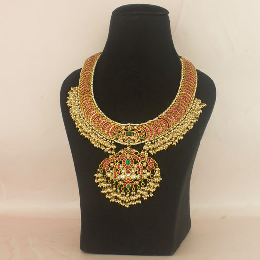 Exclusive Design Jadau Kundan Long Necklace with Guttapusalu Hanging