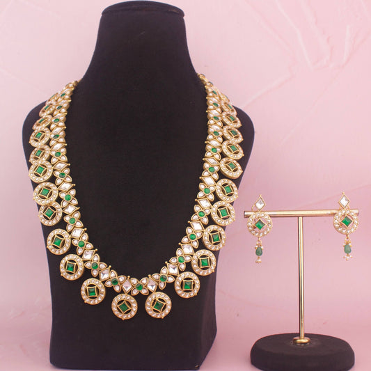 Bridal Jadau Kundan Long Bottumala With Matching Earrings