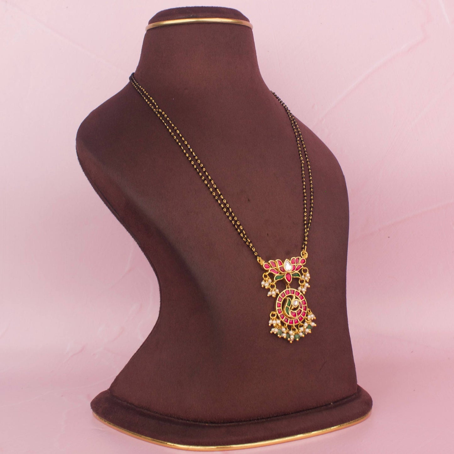 Elegant Jadau Kundan Black Beads Chain