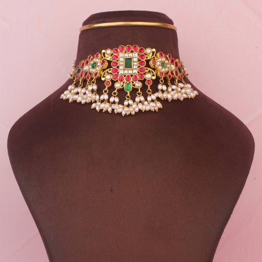 Traditional Jadau Kundan Guttapusalu Hanging Choker