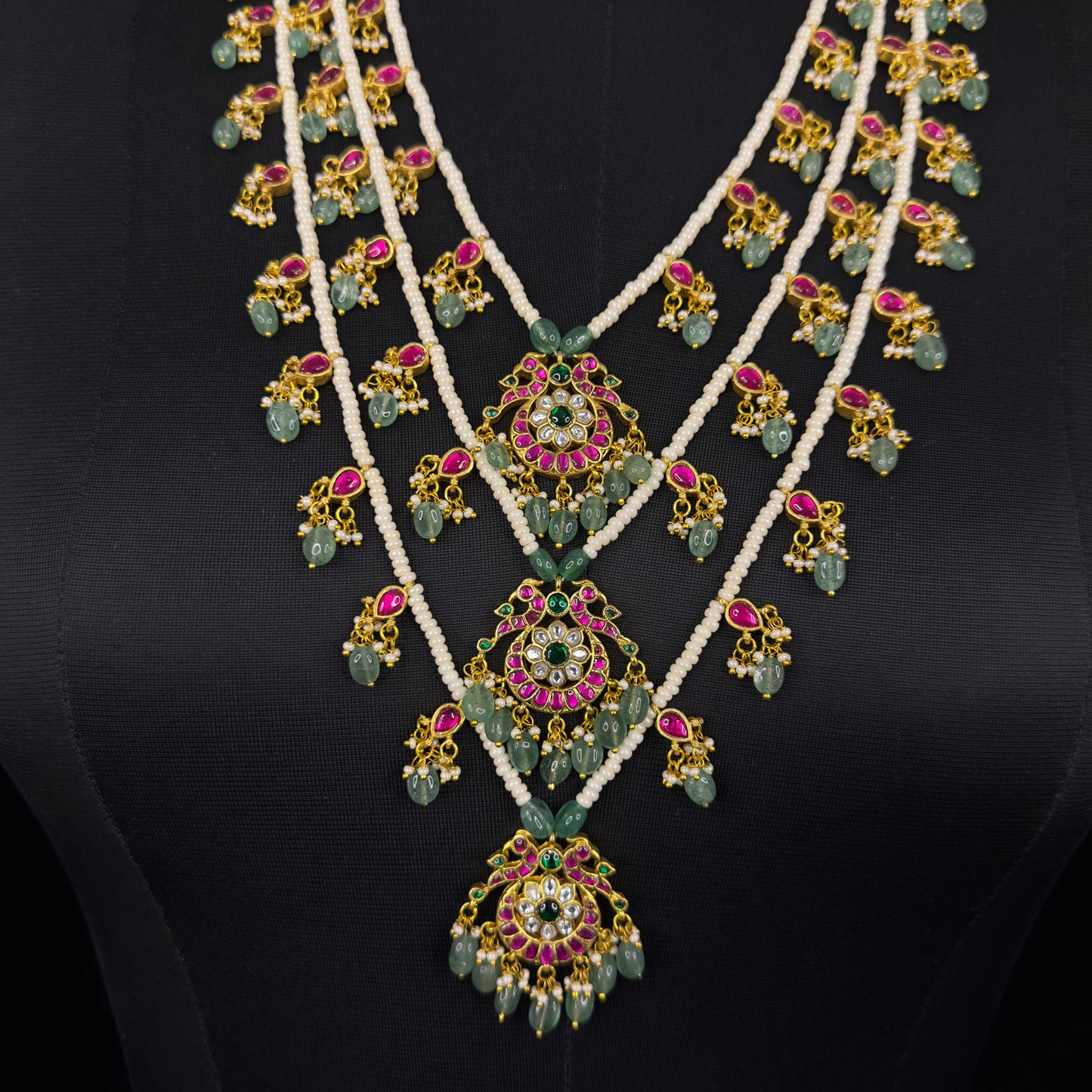 Exquisite Jadau Kundan Multi-Layered Necklace