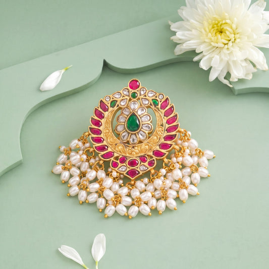 Impressive Jadau Kundan Locket With Riice Pearl Hanging