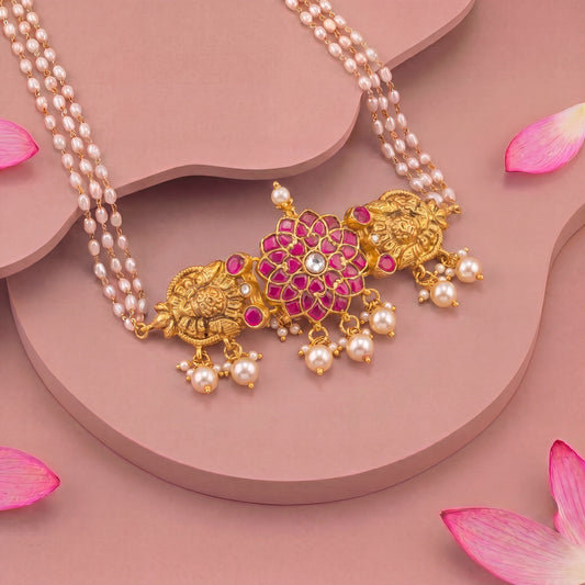 Antique Jadau Kundan Choker With Pearl Drops